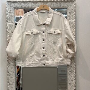 Serra Cream Denim Jean Jacket with Button Front